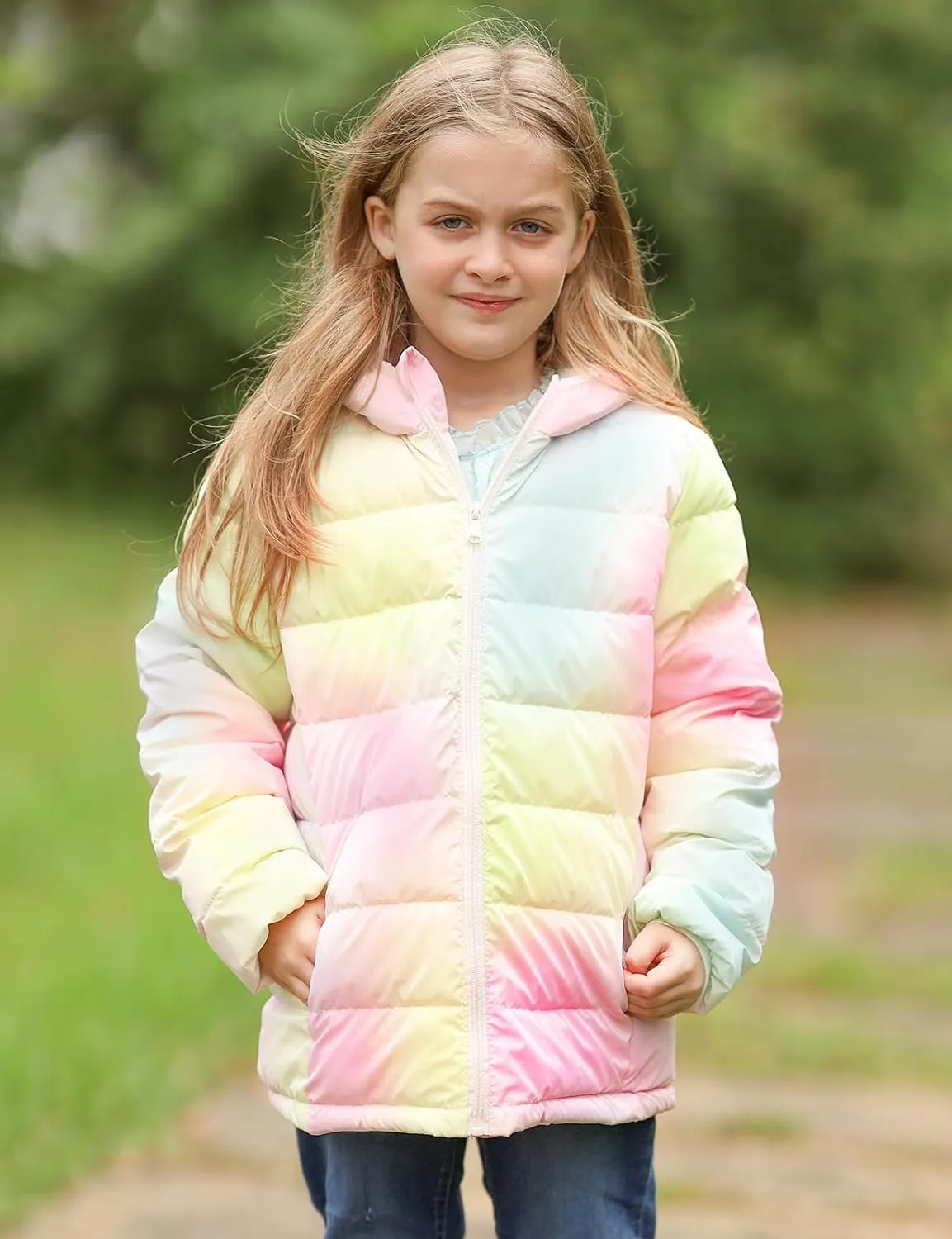 Enlifety 4-12T Girls Jacket Lightweight Winter Coats with Pockets Warm Puffer Outwear