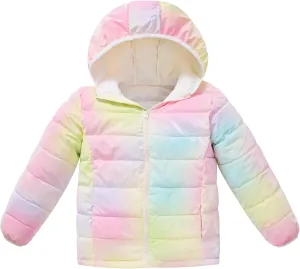 Enlifety 4-12T Girls Jacket Lightweight Winter Coats with Pockets Warm Puffer Outwear