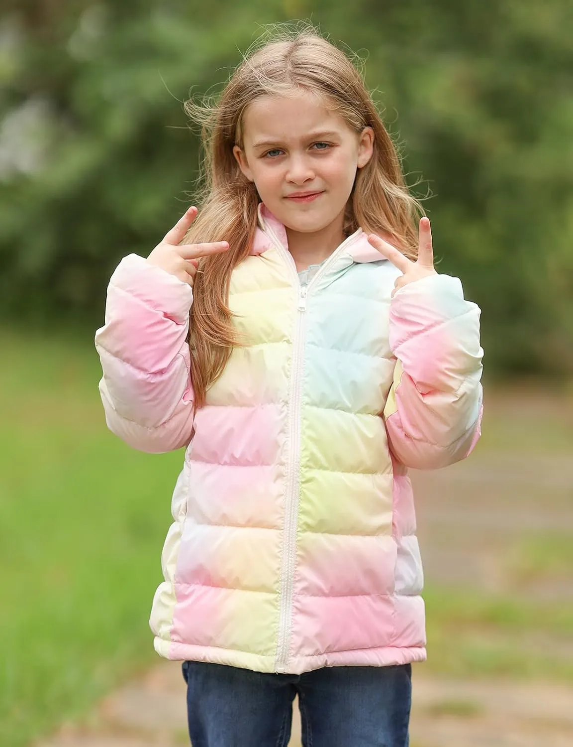 Enlifety 4-12T Girls Jacket Lightweight Winter Coats with Pockets Warm Puffer Outwear