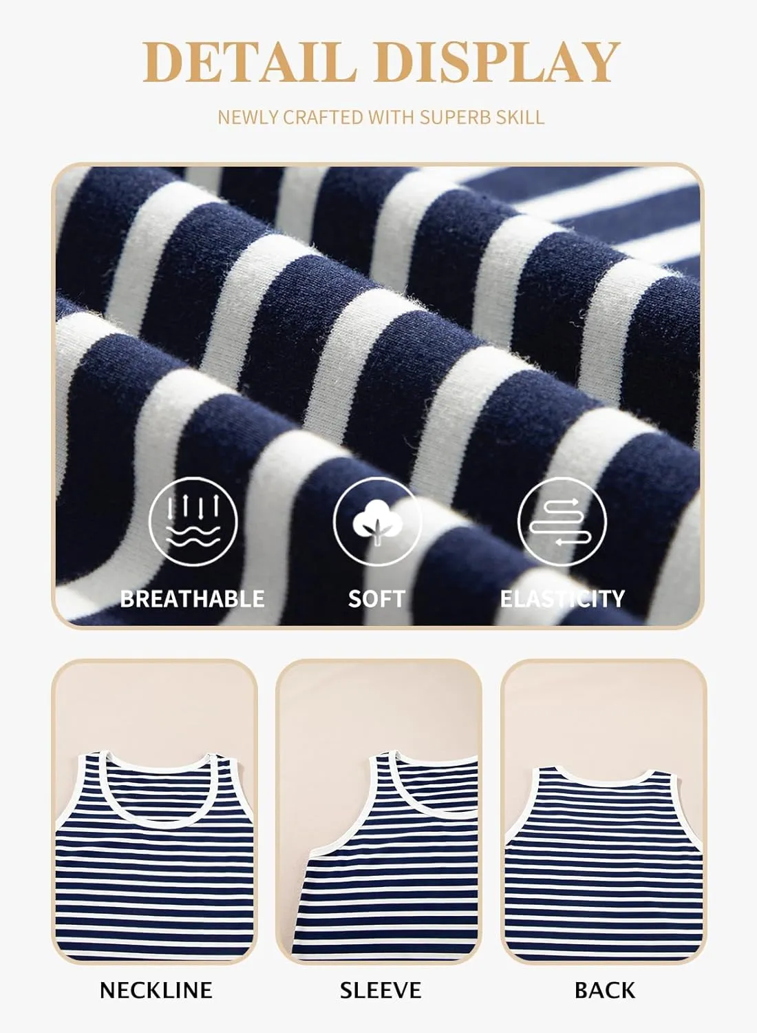 Eytino Plus Size Tank Tops for Women Sleeveless Crew Neck Striped Casual Summer Loose Tee Shirts(1X-5X)
