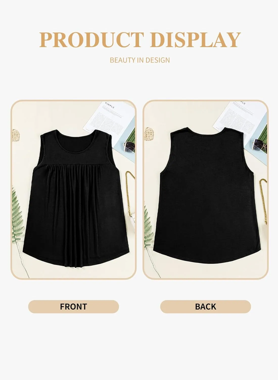 Eytino Plus Size Tank Tops for Women Sleeveless Crew Neck Summer Casual Loose Tee Shirts(1X-5X)