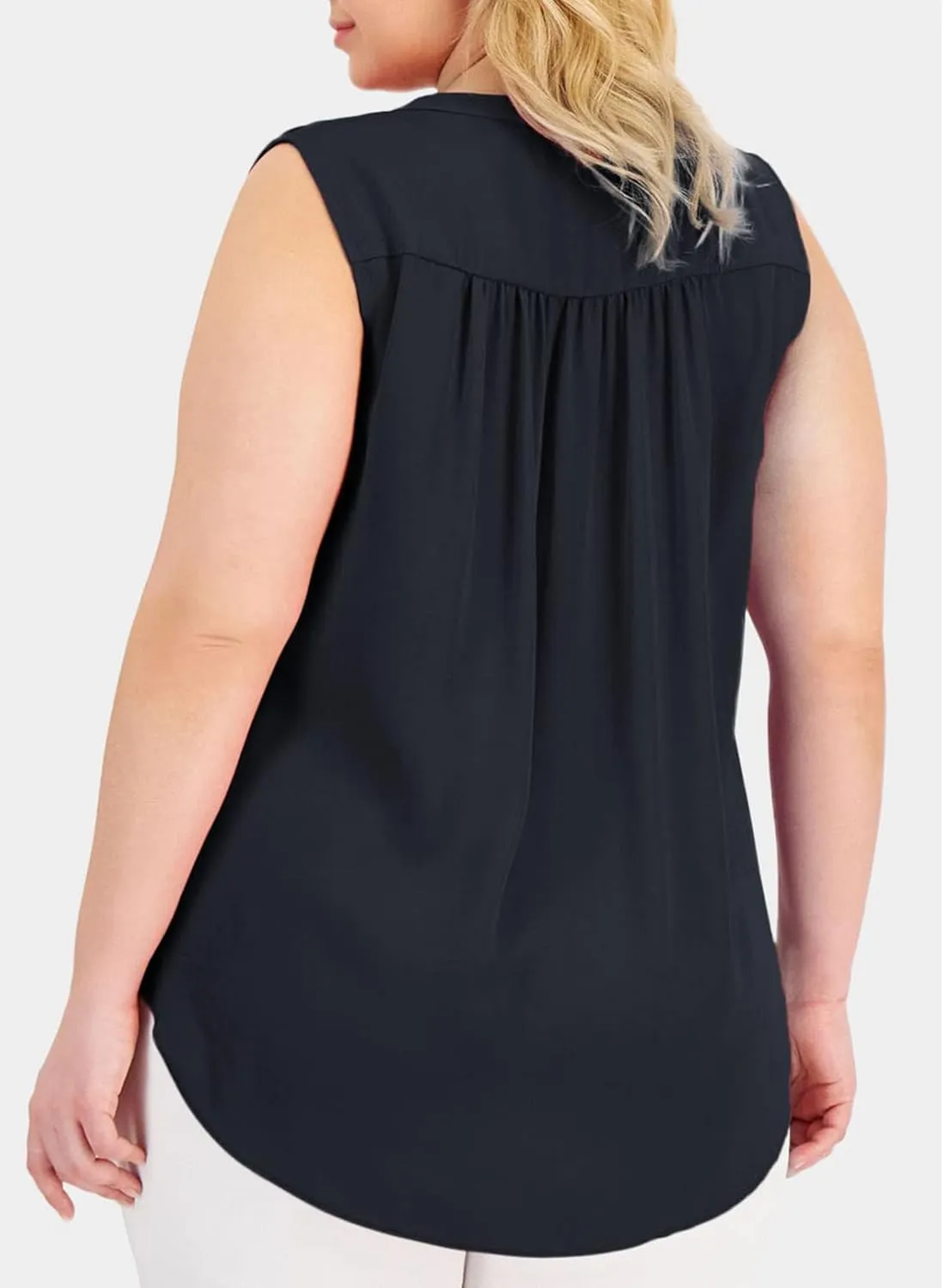 Eytino Womens Plus Size Tank Tops Summer Sleeveless V Neck Casual Loose Chiffon Blouse Office Work Shirts(1X-5X)
