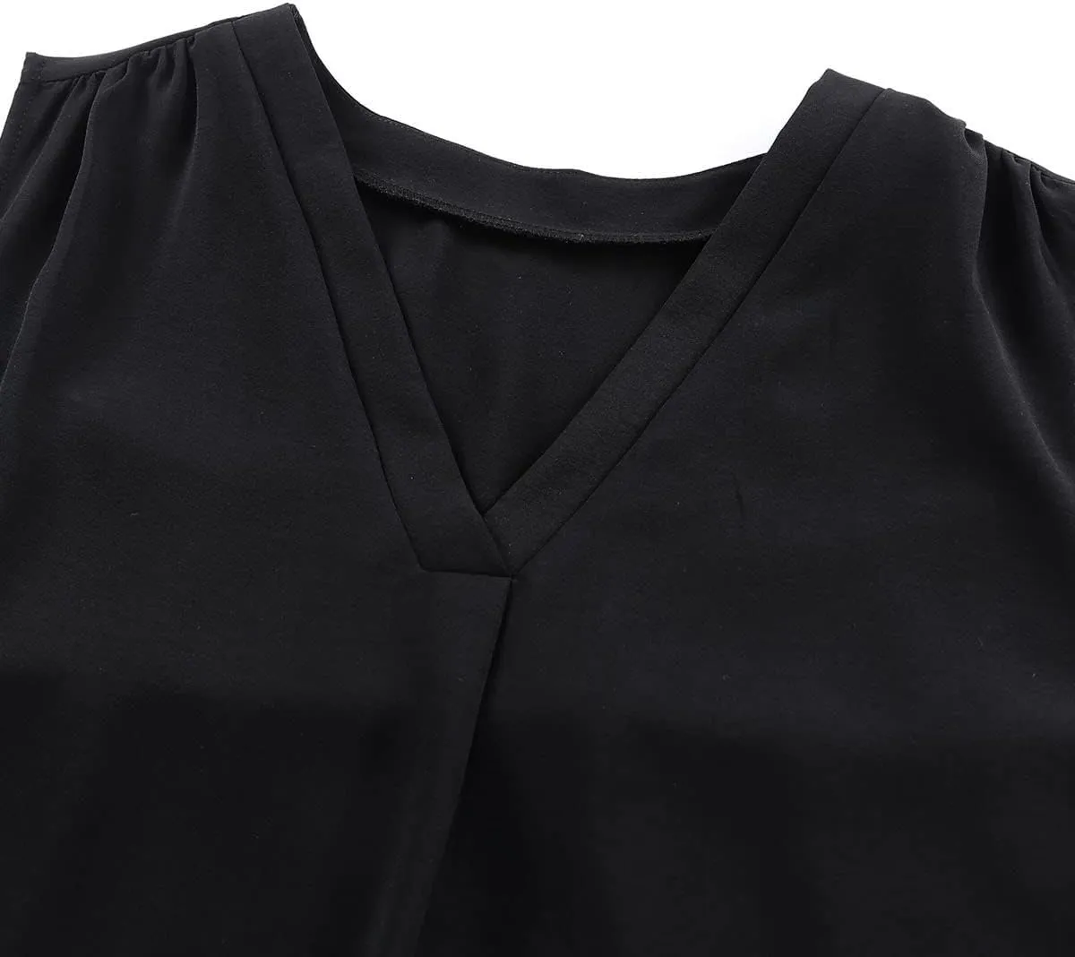 Eytino Womens Plus Size Tank Tops Summer Sleeveless V Neck Casual Loose Chiffon Blouse Office Work Shirts(1X-5X)