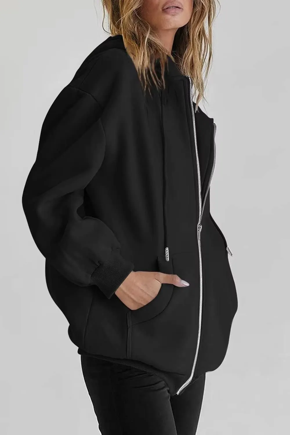 Ezbelle Women's Full Zip Up Hoodie Fall Jacket Oversized Casual Hooded Sweatshirts with Pockets
