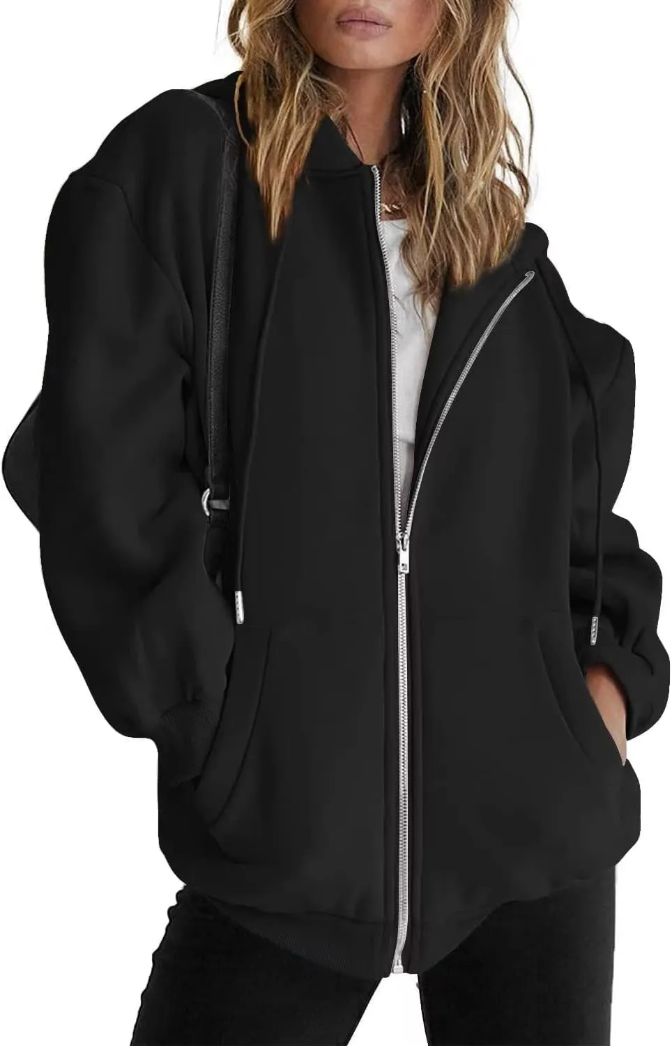 Ezbelle Women's Full Zip Up Hoodie Fall Jacket Oversized Casual Hooded Sweatshirts with Pockets
