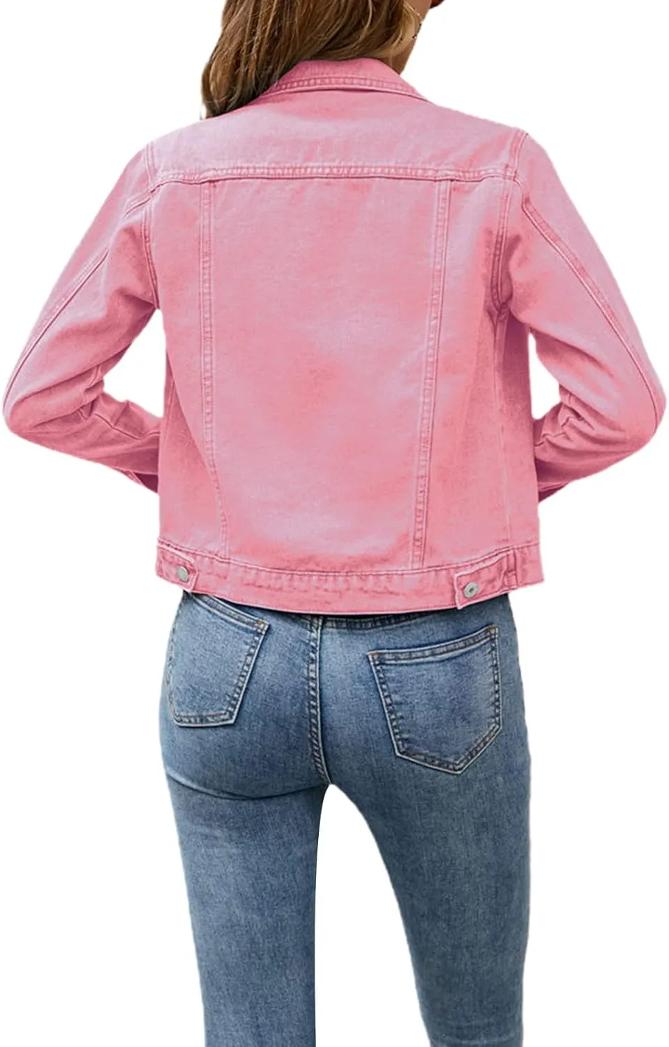 Fanvereka Jean Jackets for Women Fashion Casual Denim Jacket Long Sleeve Button Down Chest Pocket Coat