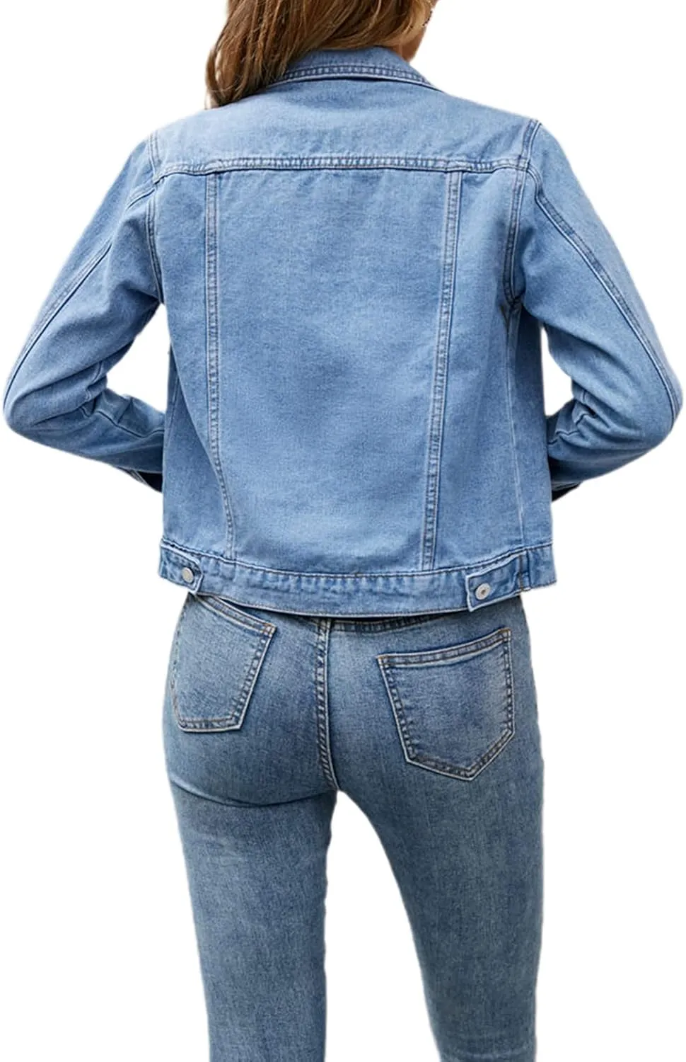 Fanvereka Jean Jackets for Women Fashion Casual Denim Jacket Long Sleeve Button Down Chest Pocket Coat
