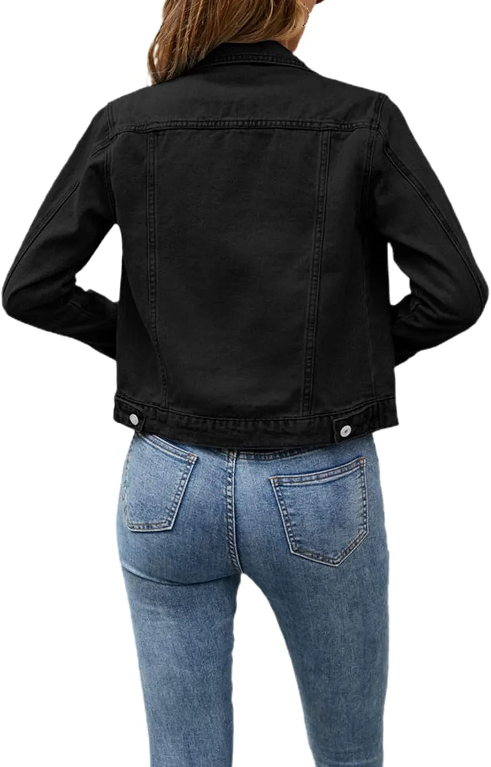 Fanvereka Jean Jackets for Women Fashion Casual Denim Jacket Long Sleeve Button Down Chest Pocket Coat