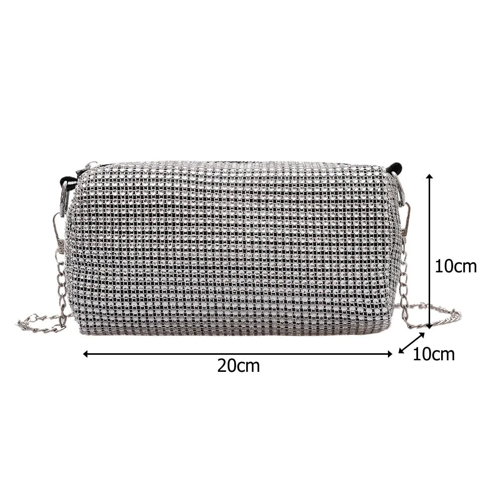 Fashion Rhinestone Crossbody Bag Classic Texture Creative Delicate Chic Women Shiny Chain Evening Clutch Shoulder Pouch