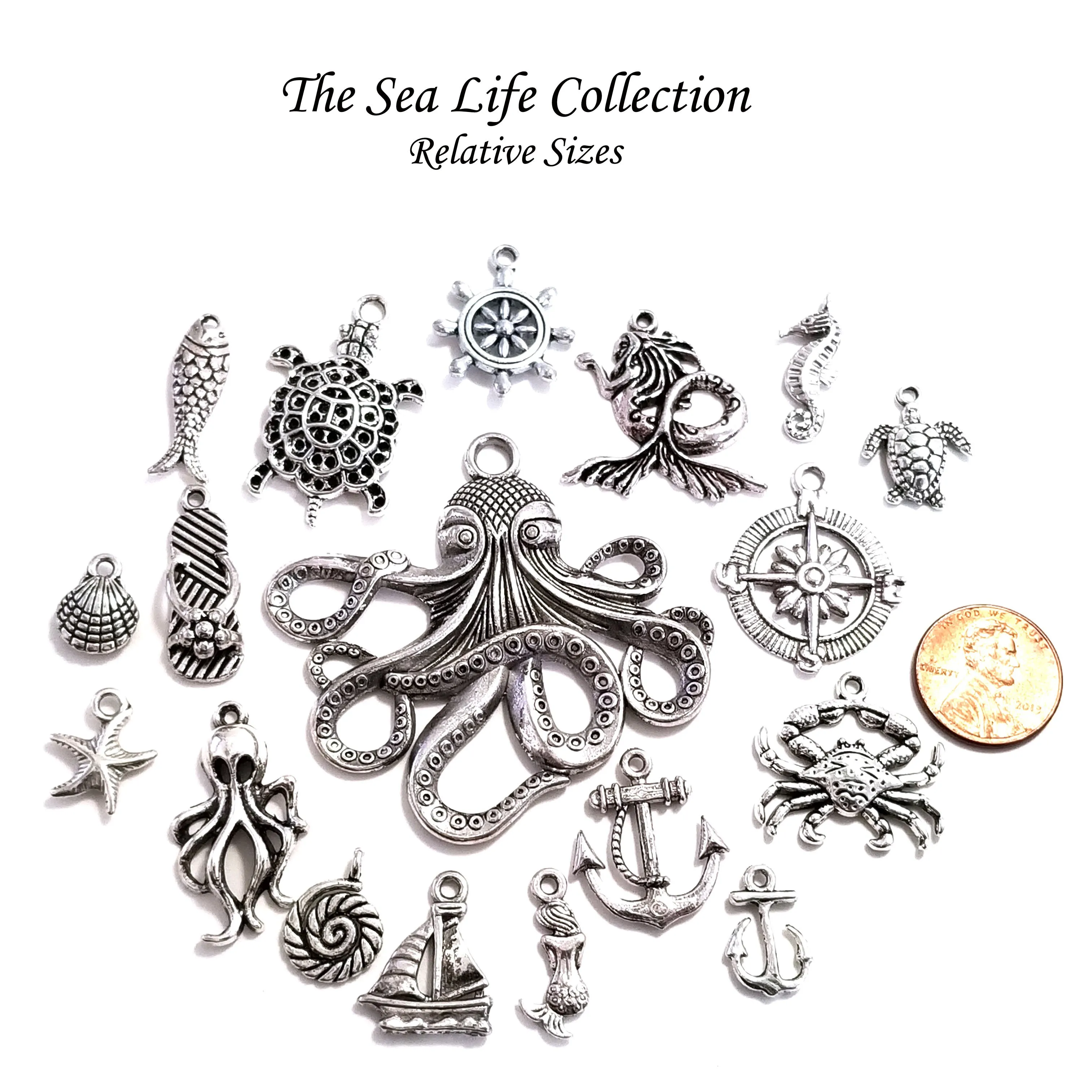 Fish Charms, Nautical Silver Pewter Pendants, Nickel Free, Lead Free, 3 Dimensional, 24x10mm, Lot Size 20, #1500 CBK
