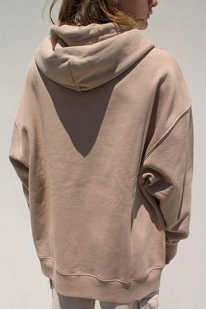 FOMOYUU Women Oversized Zip Up Hoodie E-girl Baggy Loose Solid Hooded Sweatshirt Jacket Outwear Casual Coat