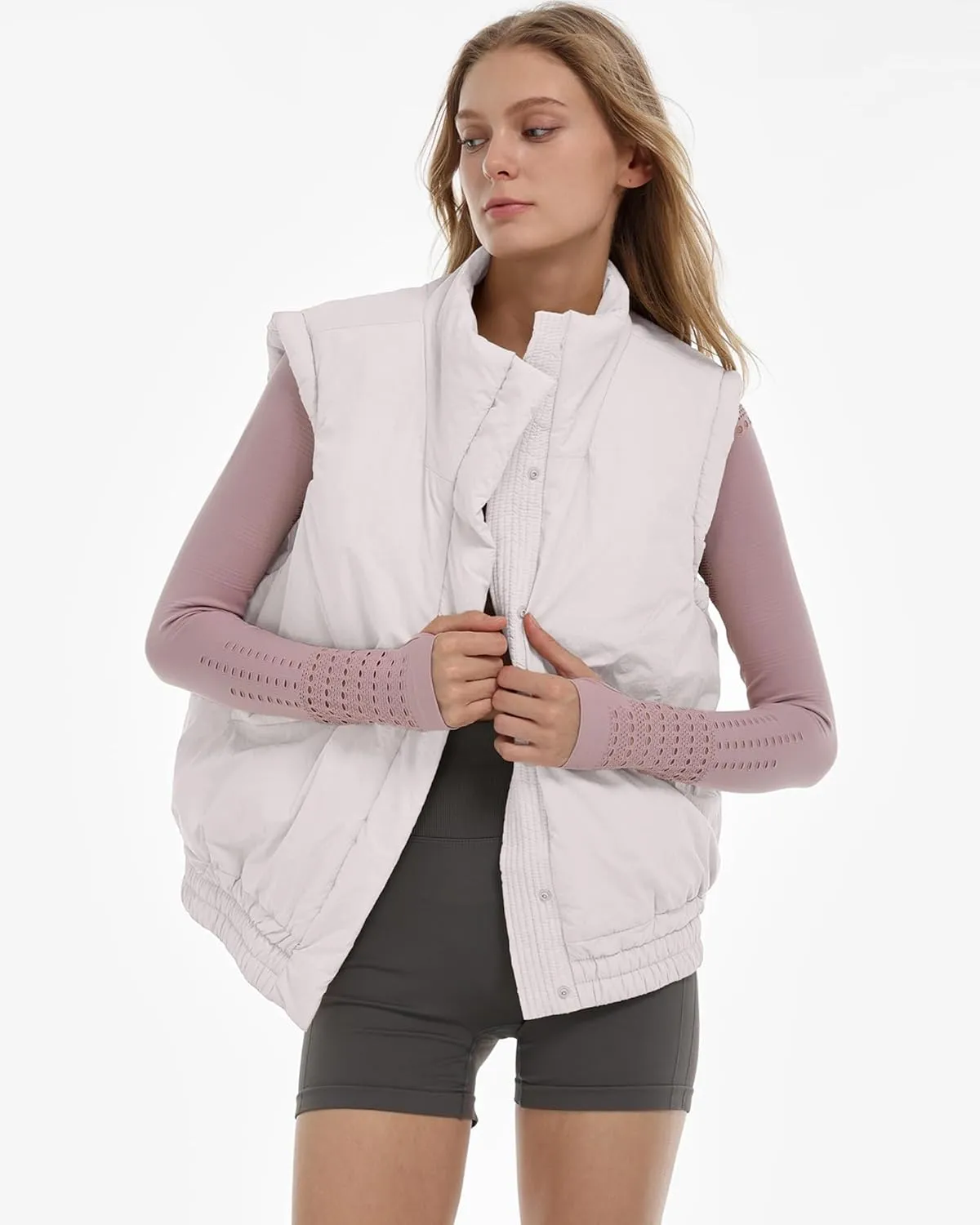 Gacaky Women's Winter Cropped Puffer Vest Lightweight Button-Down Stand Collar Sleeveless Padded Crop Puffy Vests Outerwear