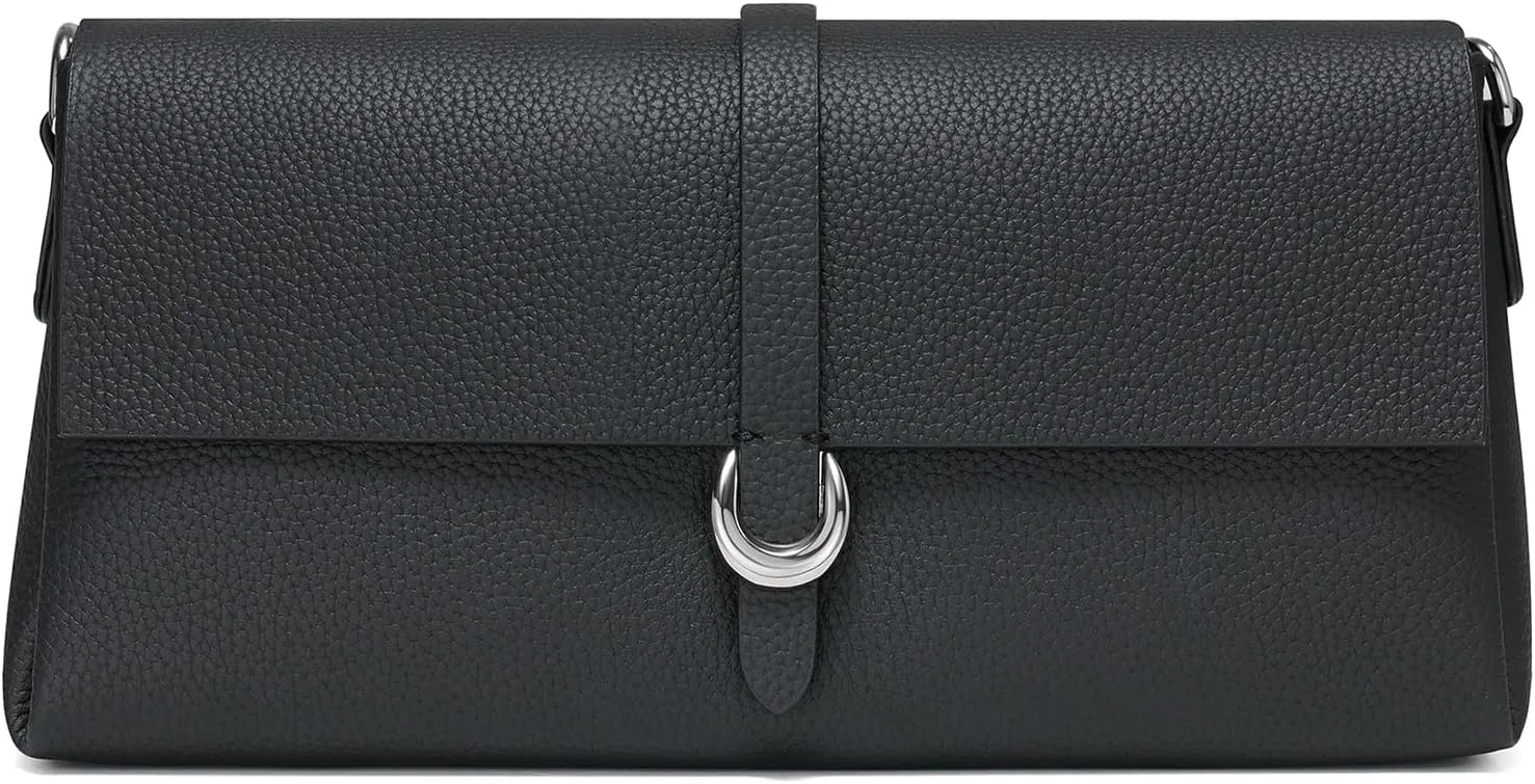 Genuine Leather Clutch Purses for Women Shoulder Bag Trendy Top-Handle Handbags with 2 Adjustable Straps