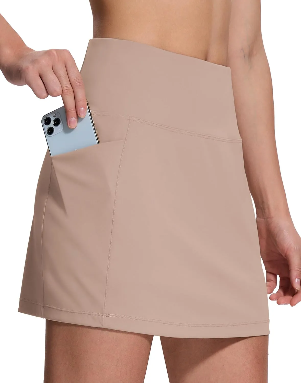 Golf Skorts for Women Dressy Casual 4 Pockets High Waisted Stretchy Tennis Skirts for Athletic Hiking Running Work Khaki S