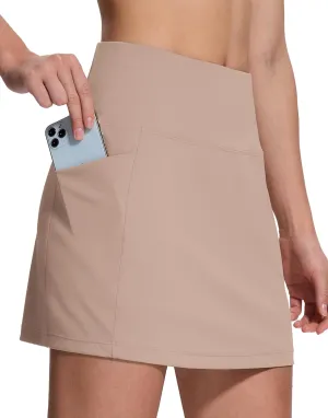 Golf Skorts for Women Dressy Casual 4 Pockets High Waisted Stretchy Tennis Skirts for Athletic Sport Work Gym Travel Khaki XL