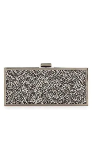 Gunmetal Ariana Rock Crystal Hard Clutch