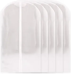 Habrur Clothes Cover 5 Pcs Transparent Garment Bag Dress Storage with Zipper Suit Bag for Closet Clothes Suit Bags (Color : A, Size : 60CM*100CM)