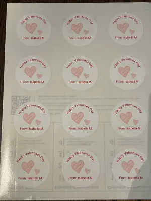 Happy Valentines Day With Hearts Round Stickers
