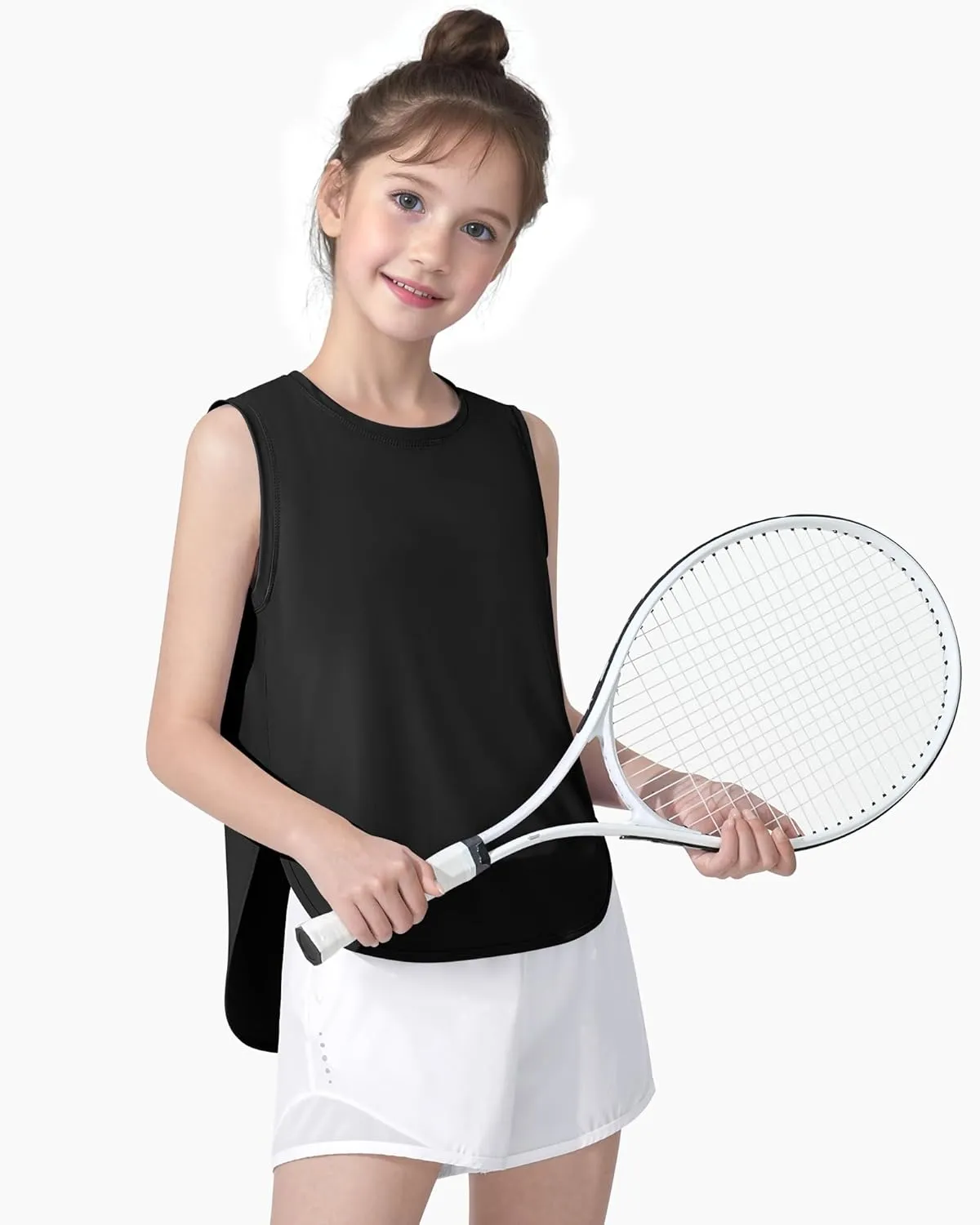HASMES Girls Tank Tops Quick Dry Athletic Top Cute Sleeveless Shirts Dance Yoga Workout Tops