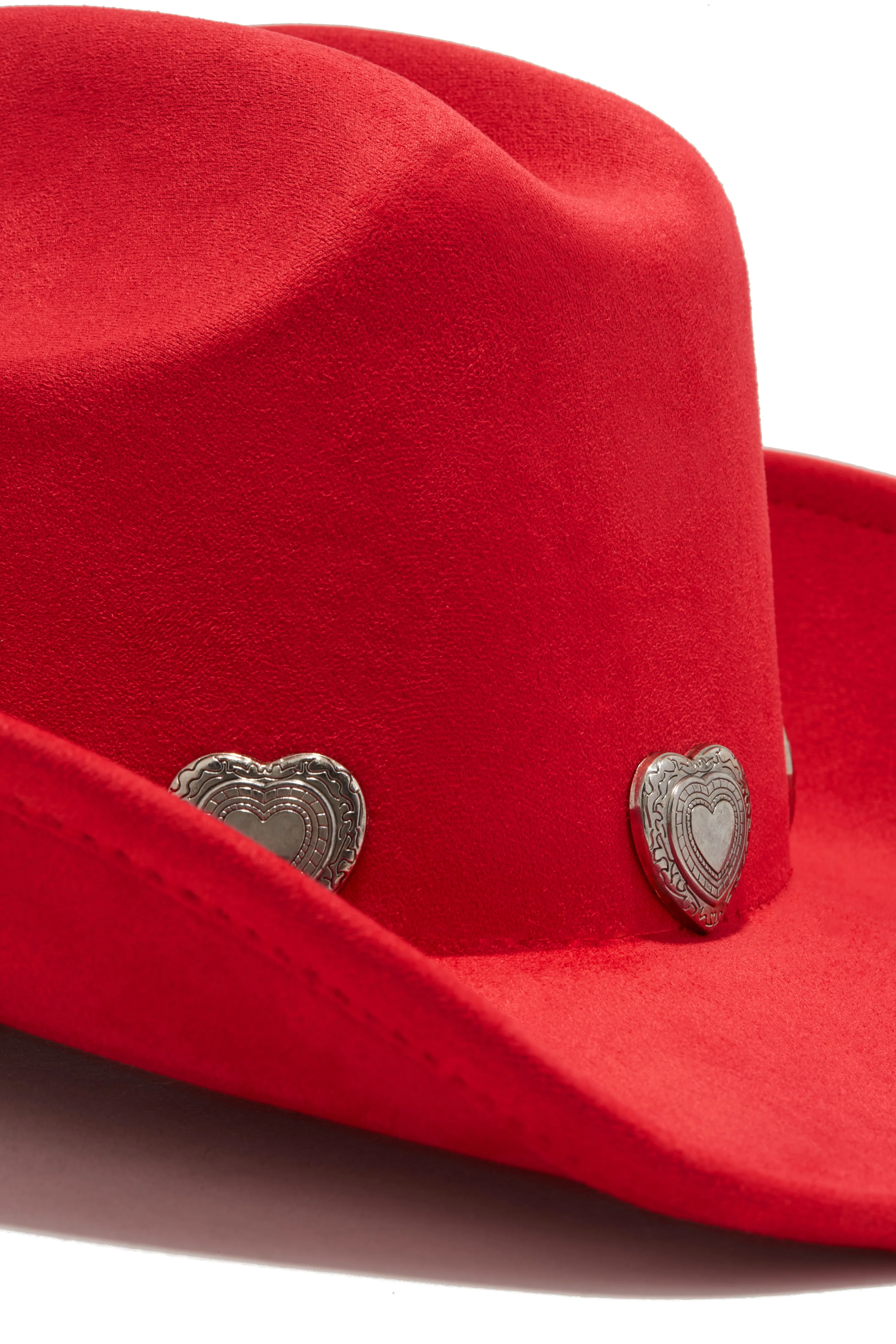 Heartbreaker Heart Pendants Cowgirl Hat - Red