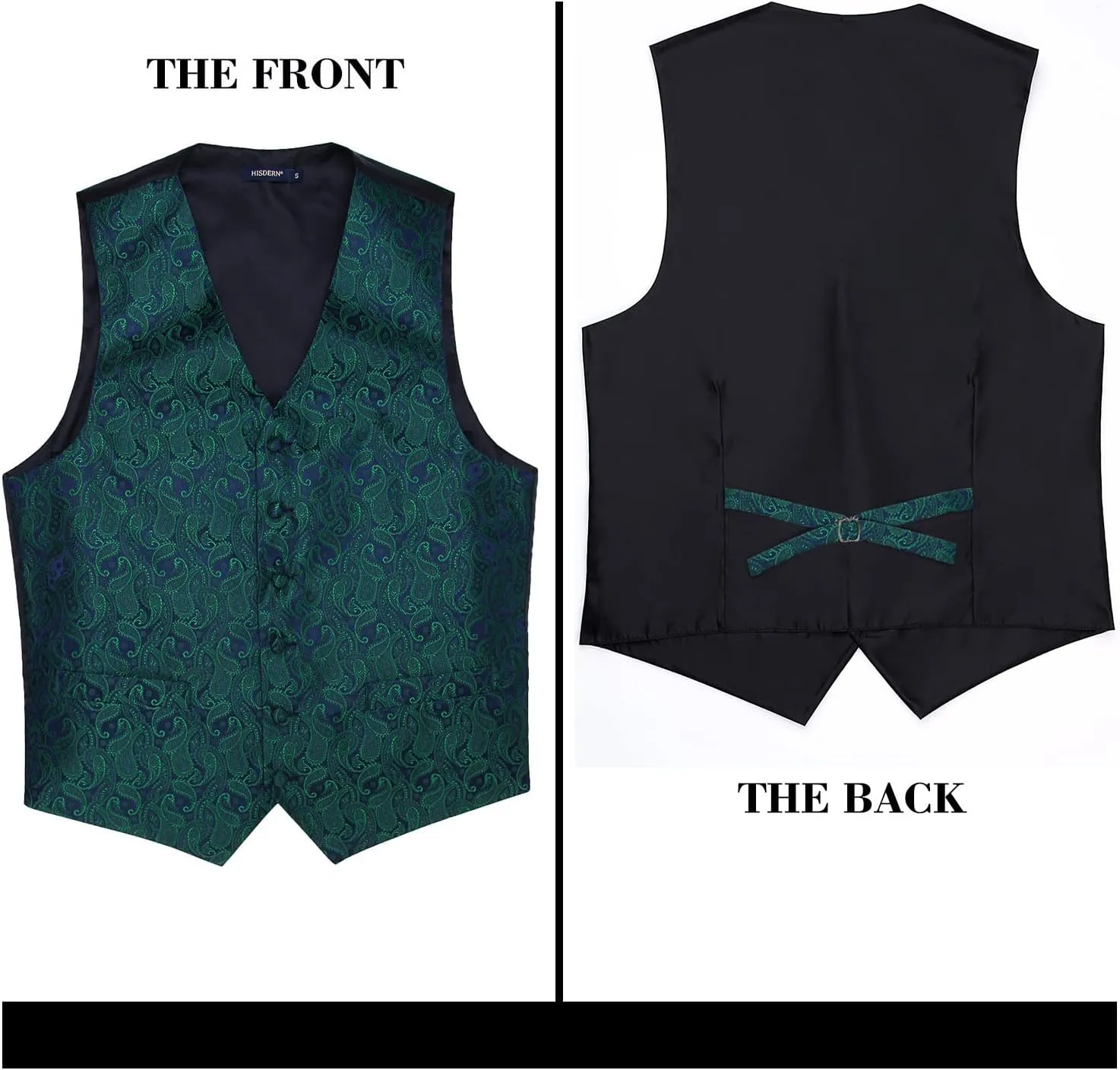 HISDERN Mens Vest Tie Set 3PC Formal Waistcoat Paisley Floral Jacquard Necktie Pocket Square Suit Vests Wedding Party
