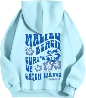 Hoodies For Teen Girls Letter Print Long Sleeve Drawstring Casual Graphic Pullover Cute Oversize Hoodie