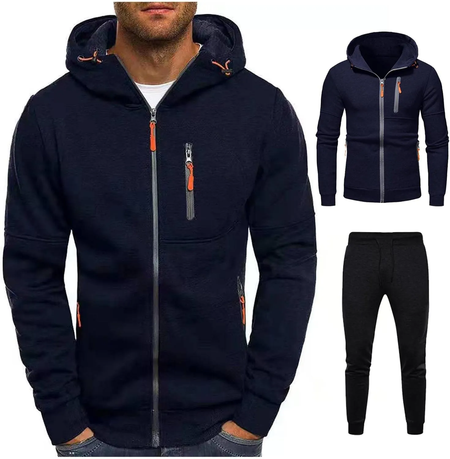 Hoodies Mens' Autumn Winter Long Sleeve Zipper Hooded Sweatshirt Cardigan Long Sleeve Sweatshirt Sports Hooded Jacket