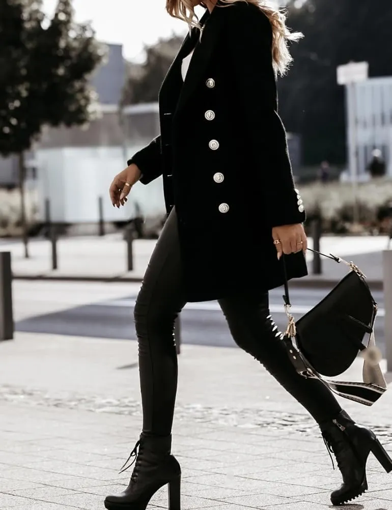 IDEALSANXUN Womens Fall Winter Double Breasted Wool Trench Coat Jackets