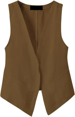 IDEALSANXUN Womens Linen Vest Tops Sleeveless Spring Summer Blazer Jackets