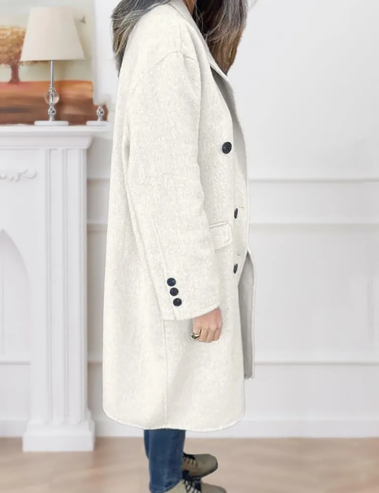 IDEALSANXUN Womens Long Wool Coats Fall Winter Double Breasted Trench Coat Peacoat Dress Blazer Jackets