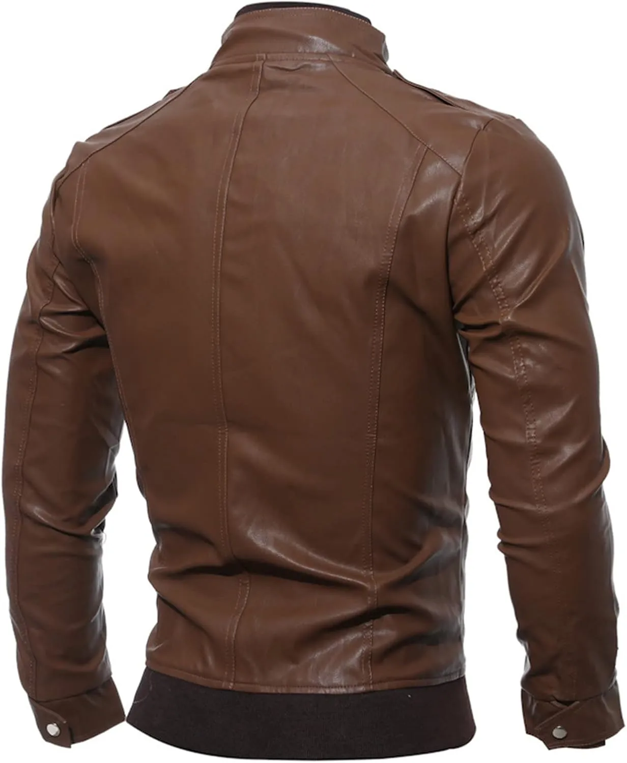 JEShifangjiusu Men'S Slim Fit Leather Jackets Stand Collar Lightweight Bomber Jacket Casual Zip Up Pu Motorcycle Biker Coat