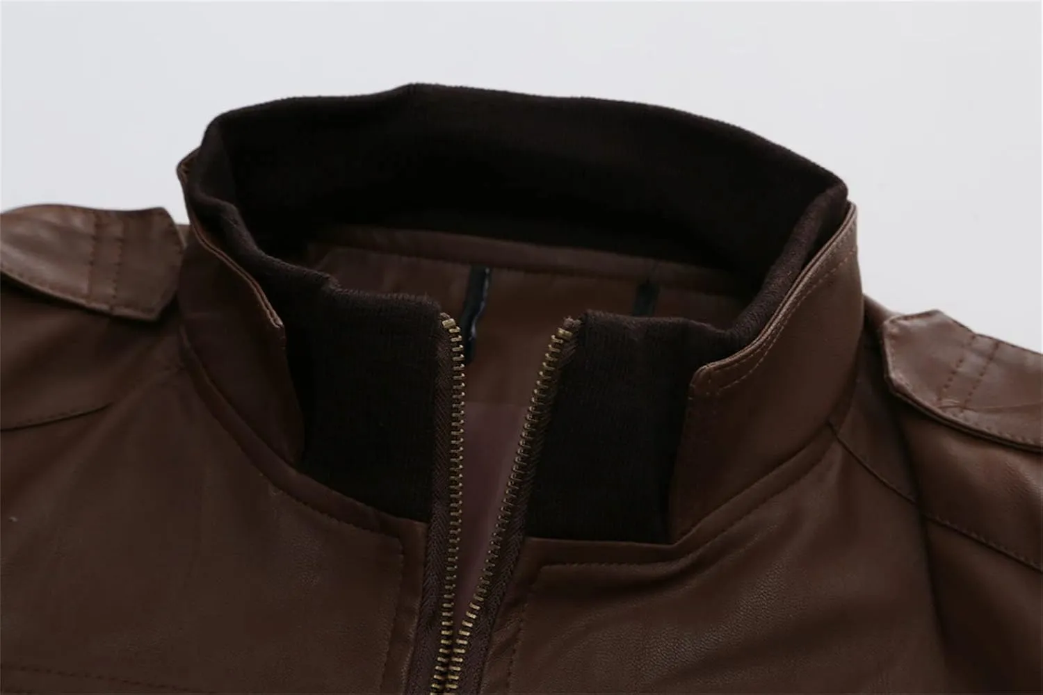 JEShifangjiusu Men'S Slim Fit Leather Jackets Stand Collar Lightweight Bomber Jacket Casual Zip Up Pu Motorcycle Biker Coat