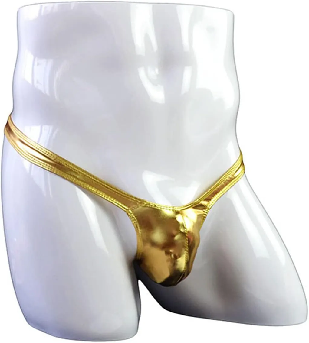 JEsilunmaMY Mens Leather Pouch Thongs Low Rise Stretch T-Back G-String Underwear Solid Sexy Panties Bikini Briefs Underpants