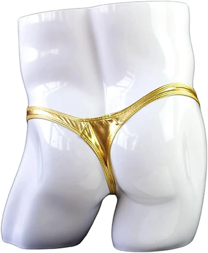 JEsilunmaMY Mens Leather Pouch Thongs Low Rise Stretch T-Back G-String Underwear Solid Sexy Panties Bikini Briefs Underpants