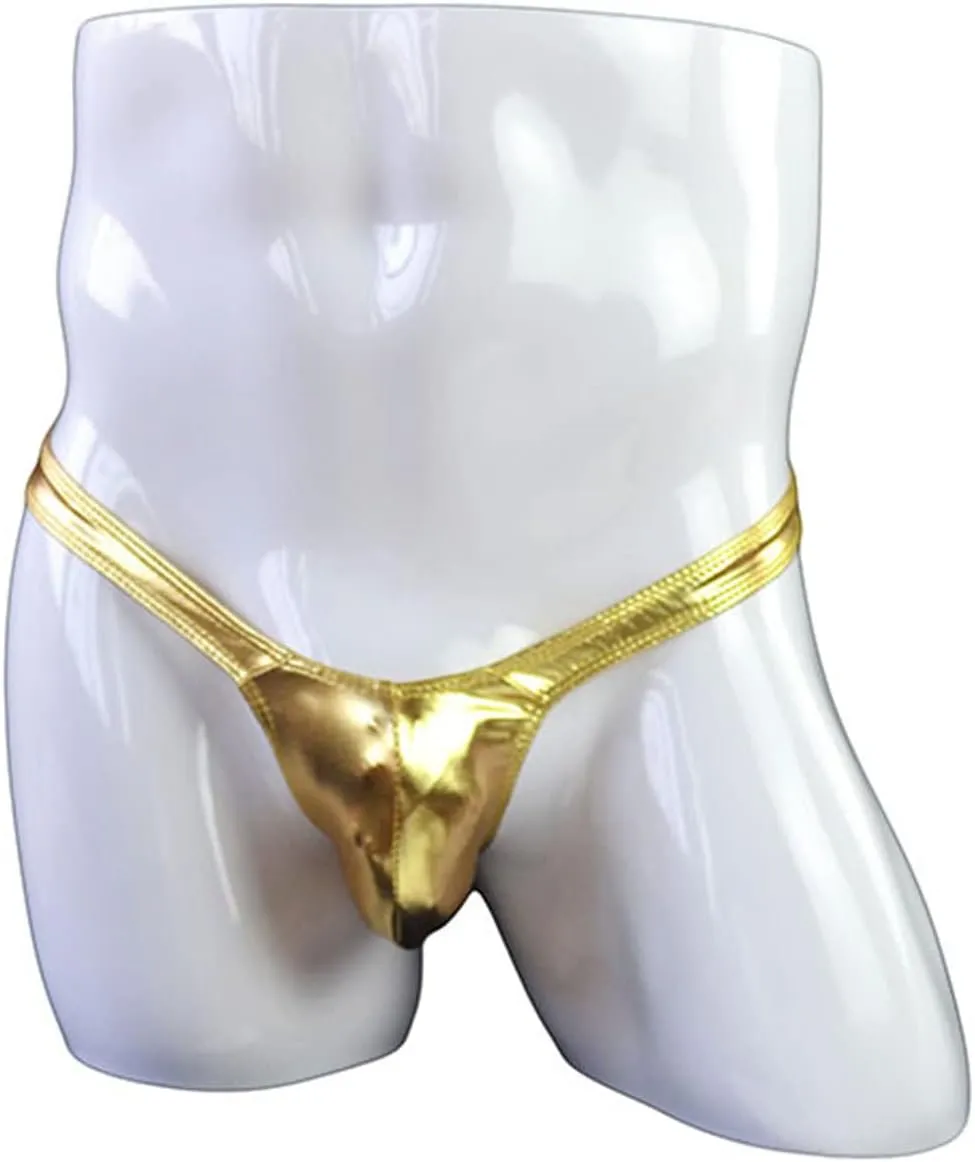 JEsilunmaMY Mens Leather Pouch Thongs Low Rise Stretch T-Back G-String Underwear Solid Sexy Panties Bikini Briefs Underpants