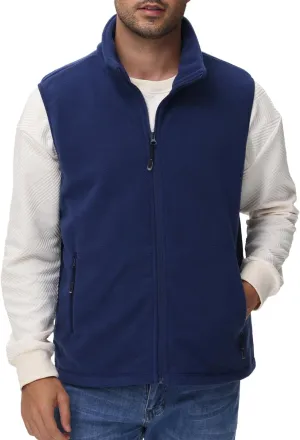 JIHUILAI Mens Fleece Vest Lightweight Sleeveless Polar Fleece Zip Up Outerwear Vests winter Warm Jacket With Zipper Pockets