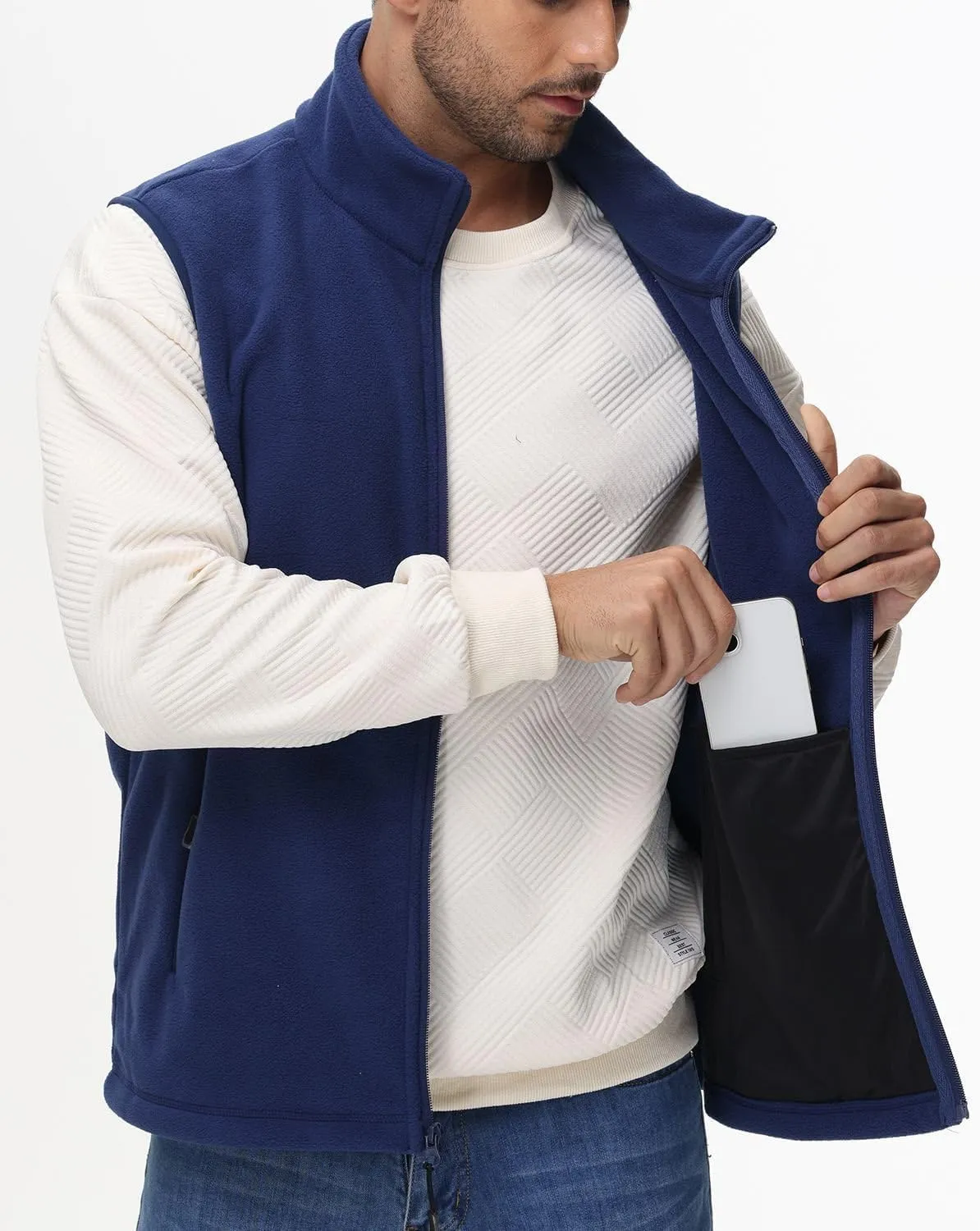 JIHUILAI Mens Fleece Vest Lightweight Sleeveless Polar Fleece Zip Up Outerwear Vests winter Warm Jacket With Zipper Pockets