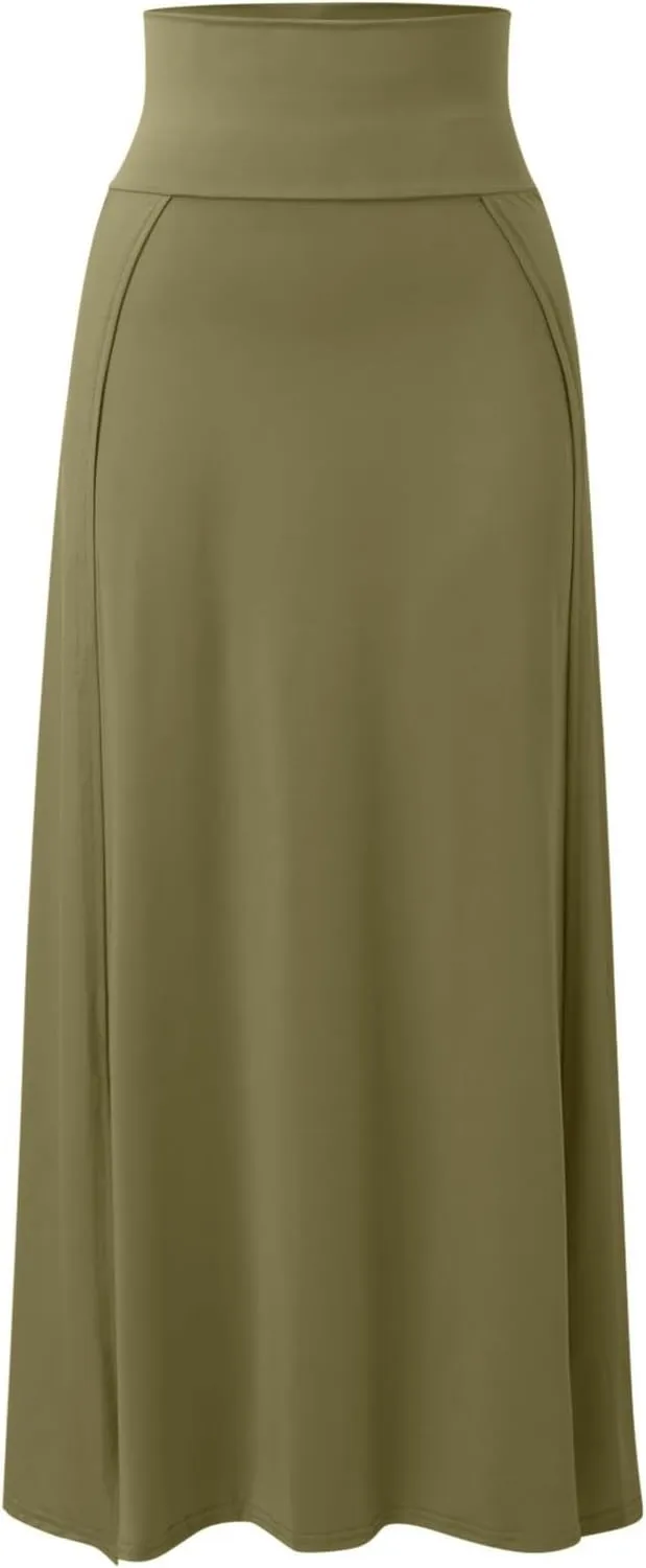 JiXiang Women's Maxi Skirt Sexy High Waisted Double Slits Open Long Dress Flowy Beach Swimsuit Cover Up Bikini Skirt