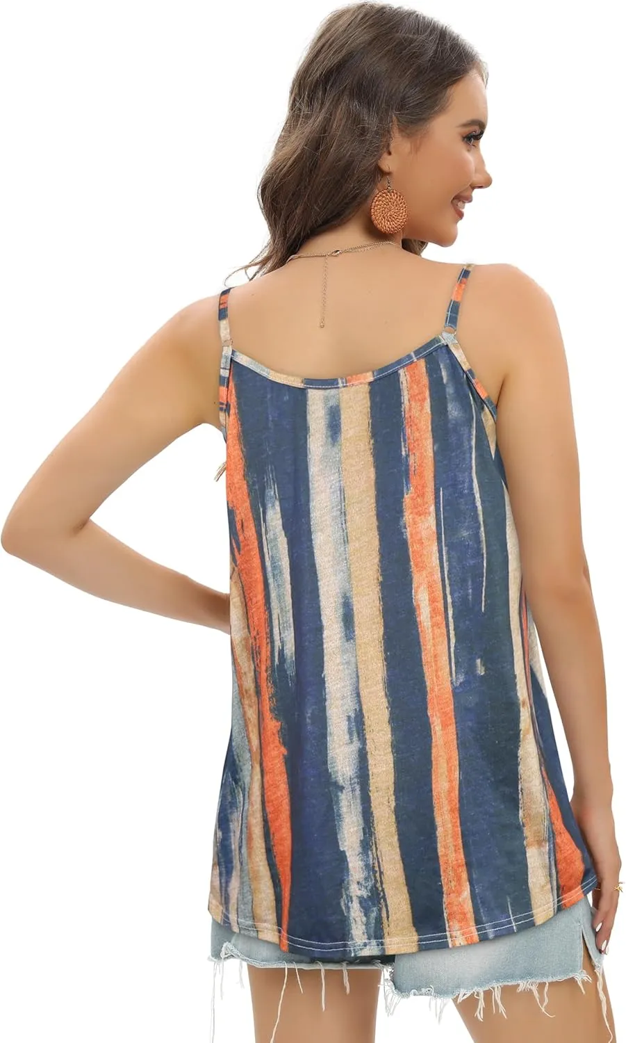 JOELLYUS Plus Size Tank Tops for Women Summer Casual Loose Pleated Spaghetti Strap Camisole Sleeveless Flowy Tunic Blouses