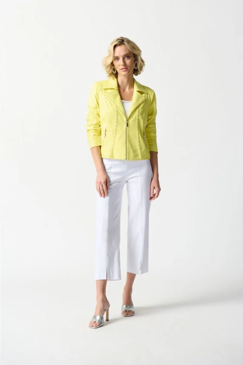 JOSEPH RIBKOFF 242908 Yellow Foiled Suede Fitted Jacket