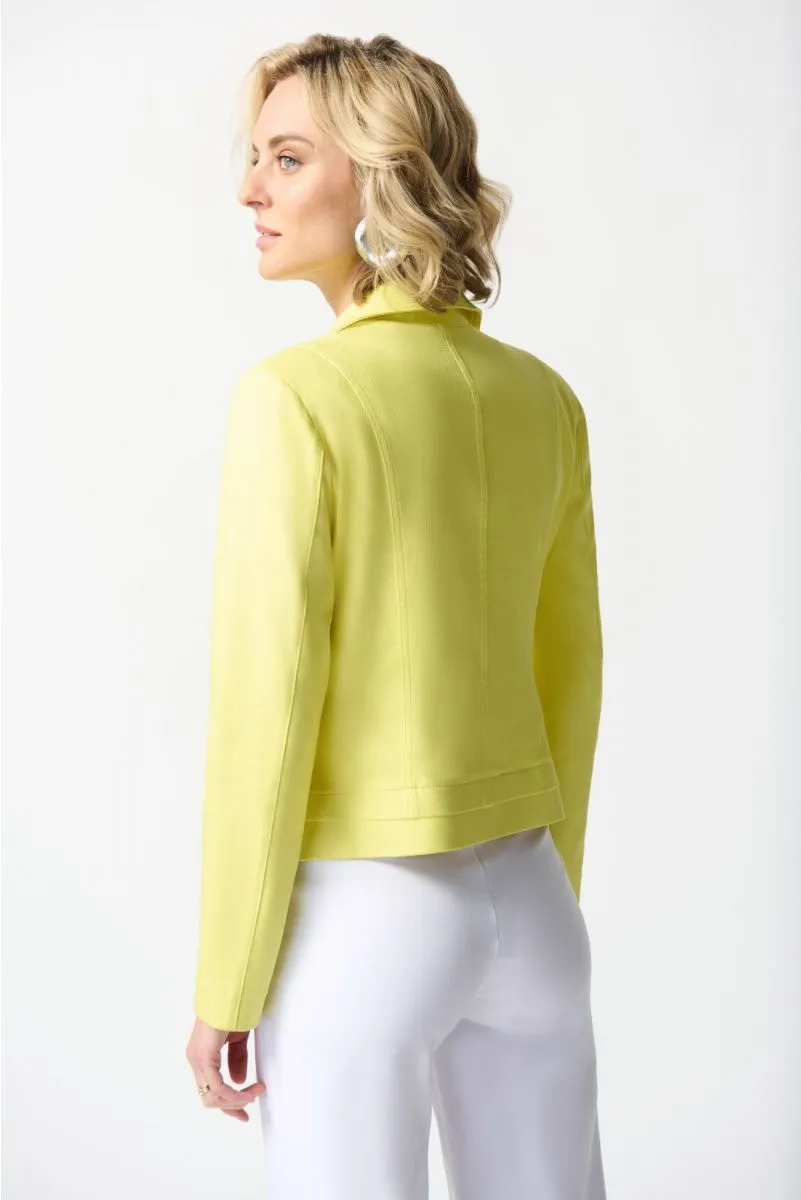 JOSEPH RIBKOFF 242908 Yellow Foiled Suede Fitted Jacket