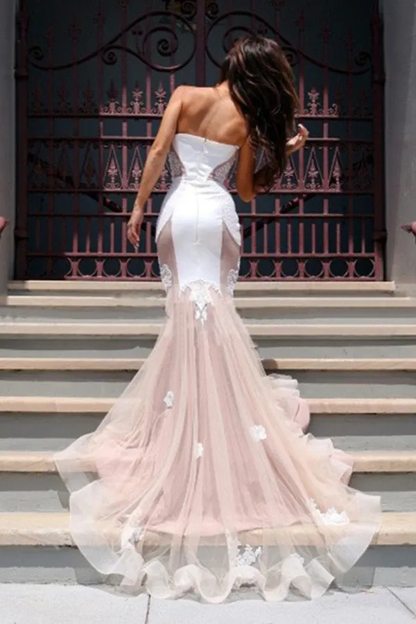 Kateprom Trumpet Sweetheart Sleeveless Tulle Court Train Prom Dress, Party Dress KPP1477