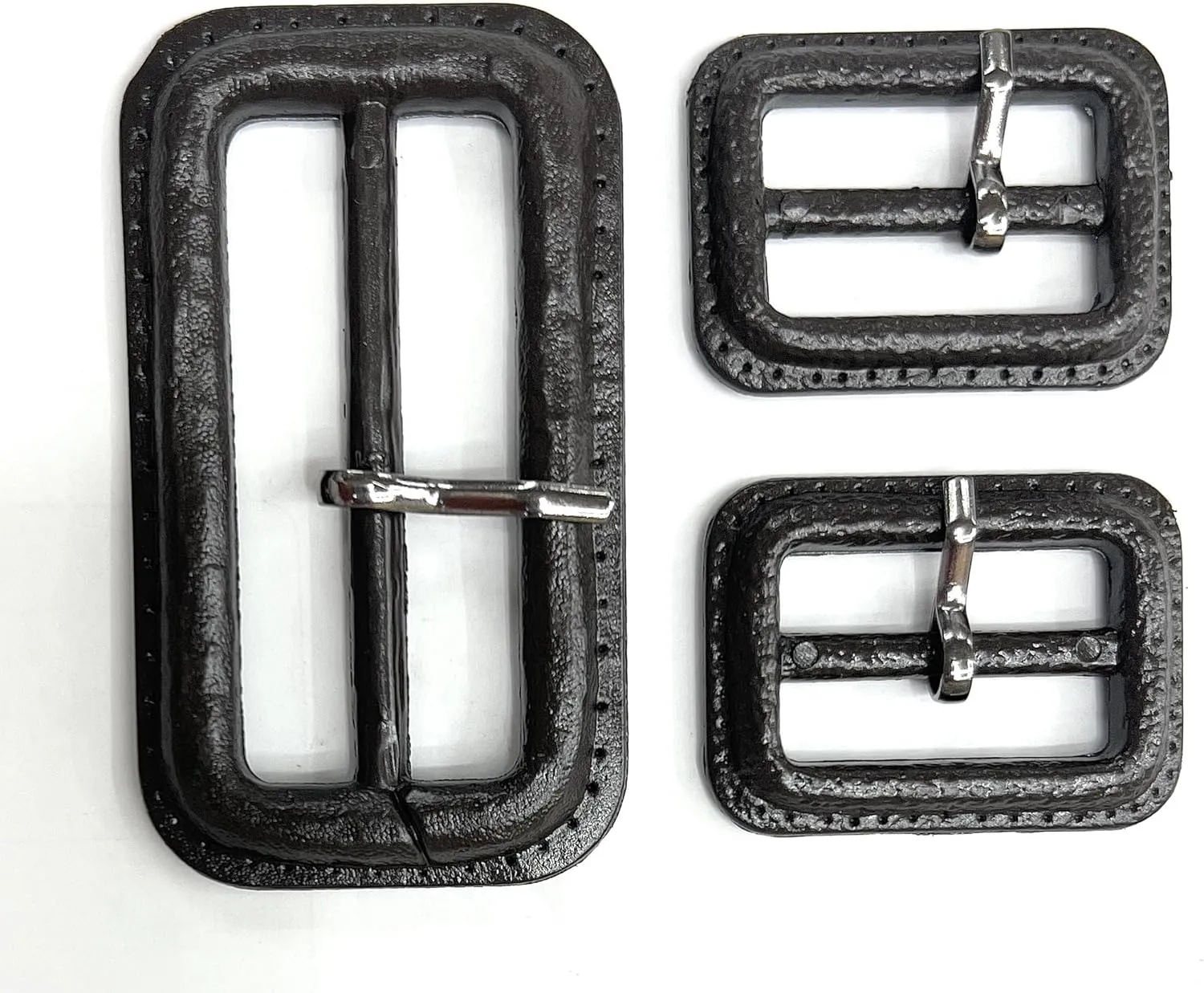 Katz Trimming / Trims Unlimited BROWN BUCKLE SET - 2 Sizes Faux LEATHER,TRENCH AND RAIN COAT Buckles (Brown BUCKLE SET-One 2" & Two 1.5'' (3 PC) Faux LEATHER)