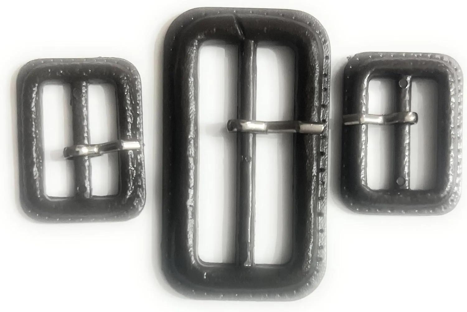 Katz Trimming / Trims Unlimited BROWN BUCKLE SET - 2 Sizes Faux LEATHER,TRENCH AND RAIN COAT Buckles (Brown BUCKLE SET-One 2" & Two 1.5'' (3 PC) Faux LEATHER)