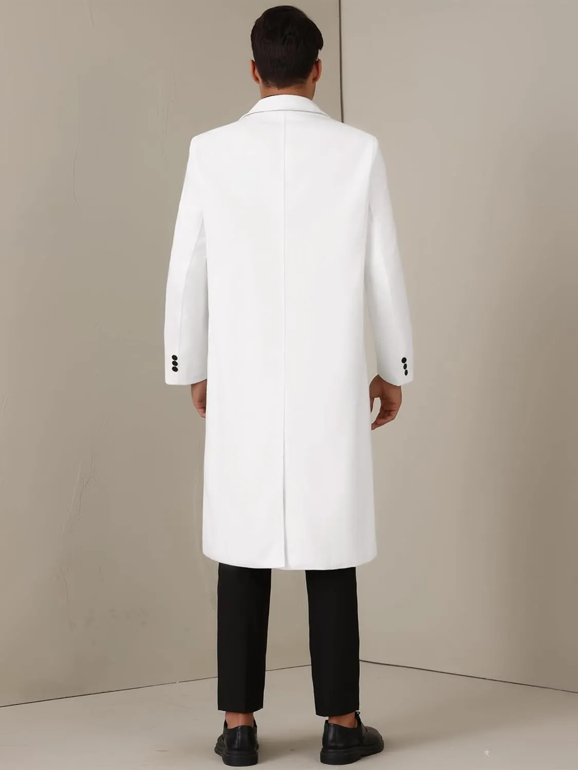 Lars Amadeus Long Trench Coat for Men's Classic Notched Lapel Double Breasted Overcoats