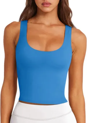 LASLULU Womens Sport Bras Long Line Workout Yoga Gym Athletic Tops Clothes Shirts Camisole Padded Crop Tank Tops