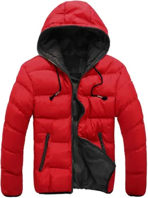 LCMTWX Casual Coat Hoodie Winter Men's Cotton-padded Zipper Color Collision Jacket Men's Coats Jackets Mens Coats 3xlt (Red, M)