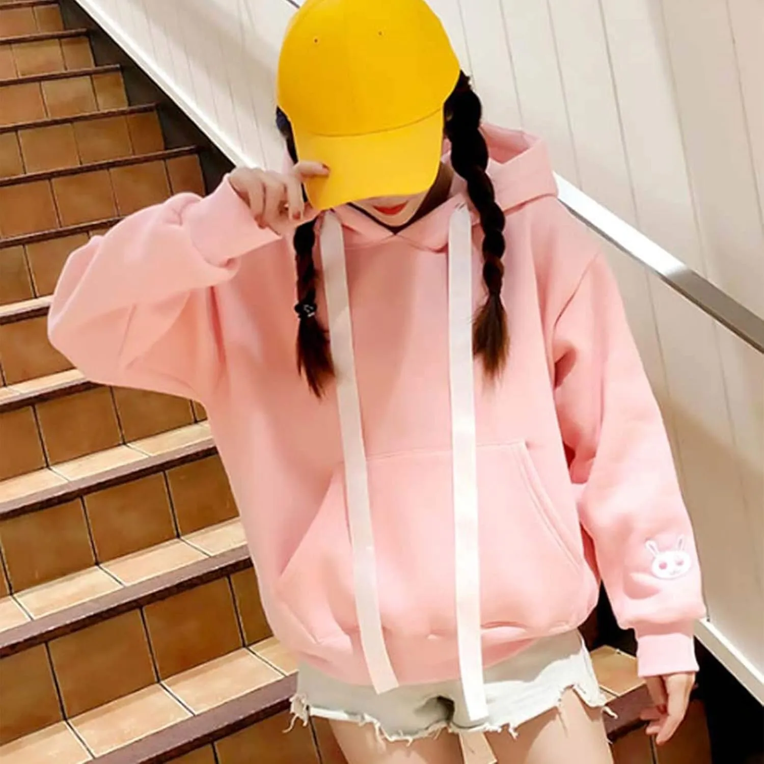 LCMTWX Women Cute Bunny Ear Long Sleeve Rabbit Tops Sweatshirt Hoodie Jacket Coats Oversized Pullover Y2k Clothes