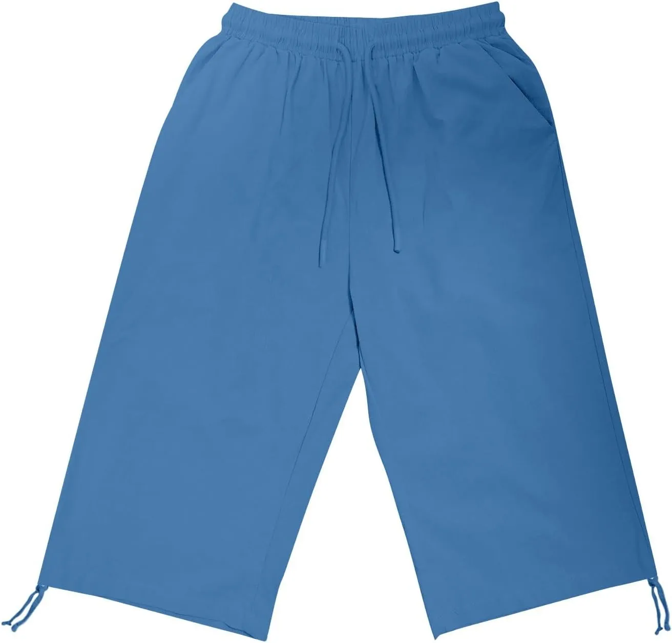 Linen Capri Pants for Womens High Waisted Drawstring Wide Leg Summer Capris Lightweight Elastic Casual Trousers