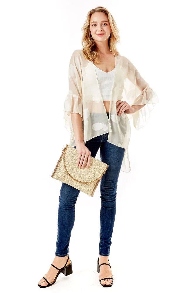 LOA387 Textured Envelope Clutch Crossbody Bag